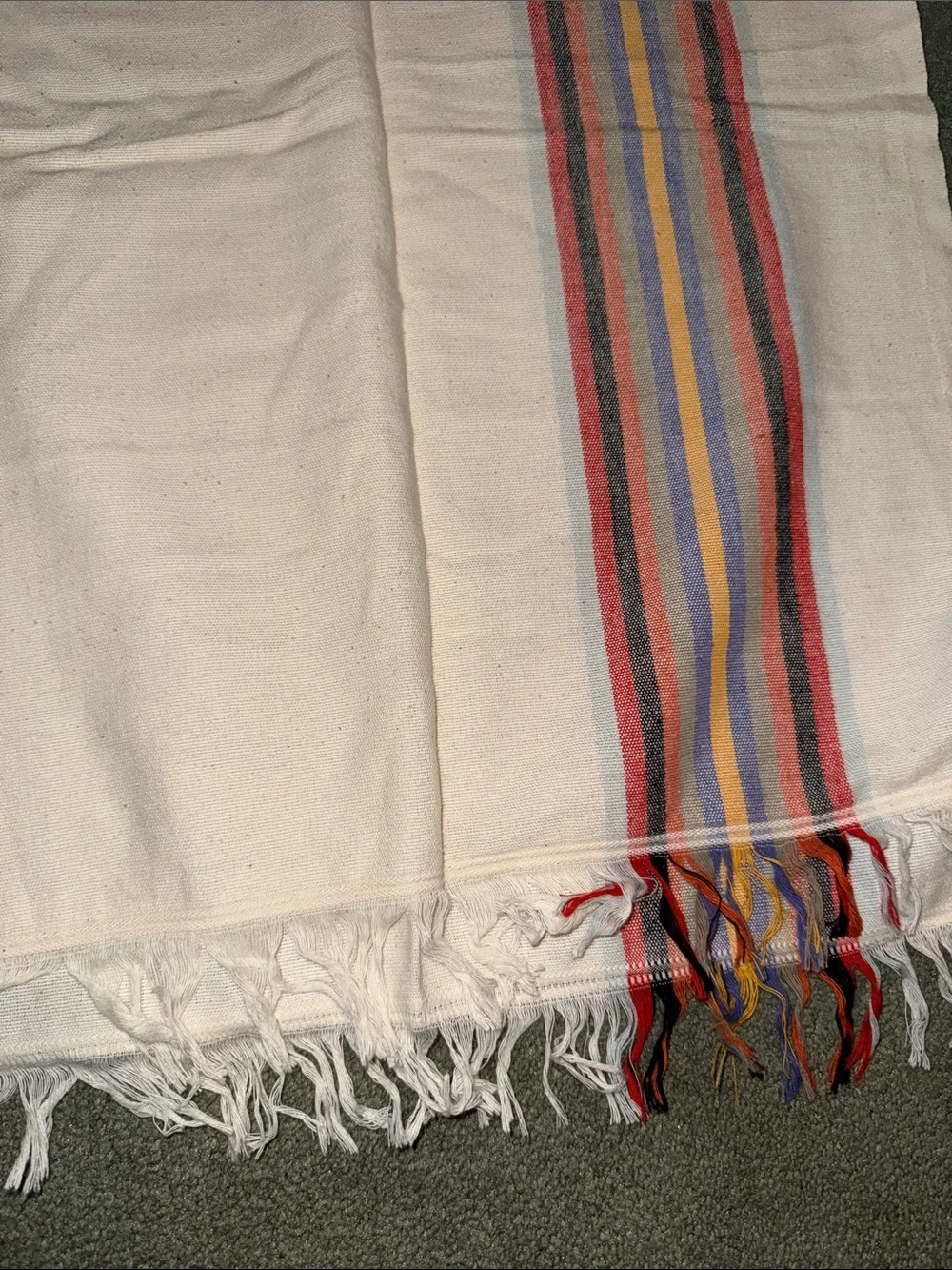 Turkish Bath Towel with Multicolor Stripe Borders